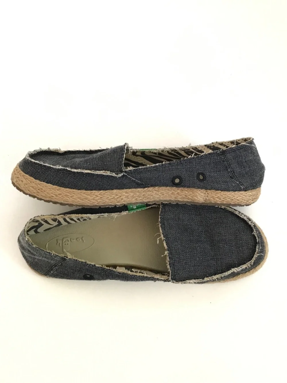 SANUK Espadrille Flats Canvas Loafers Blue Fiona Women’s Size 6